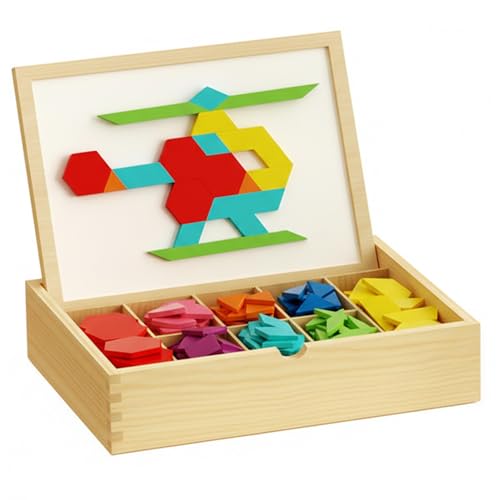 Puzzle Tangram magnétique en bois : 280 pièces géométriques pour enfants