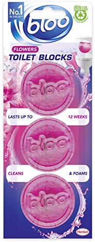 Bloo In Cistern Triple Blocks Rose with Long Lasting Anti-Limescale Cleaning, Foaming & Pink Water Technology