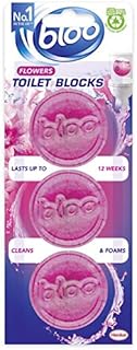 Bloo In Cistern Triple Blocks Rose with Long Lasting Anti-Limescale Cleaning, Foaming & Pink Water Technology
