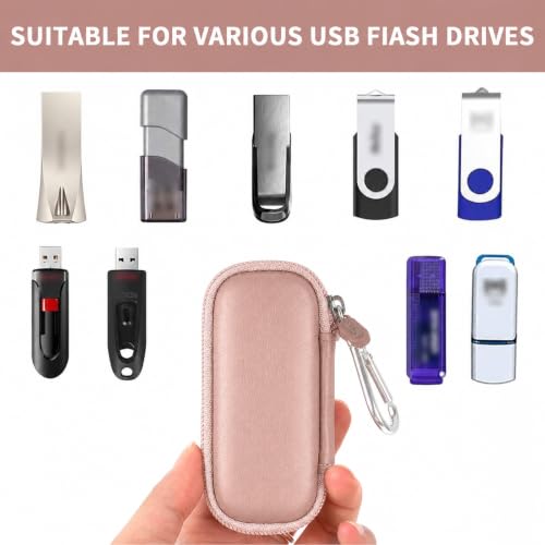 Image of USB Flash Drive Case, SD Card /Thumb Drive /Memory Cards Holder, Bag Only | SDXC /SDHC Storage, Electronic Accessories Organizer for SanDisk / for Samsung, for Students /IT /Office /School /Travel, RoseGold