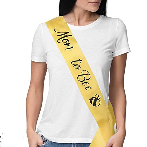 2Packs Baby Shower Decorations Yellow Mom To Bee Sash And Dad To Bee Tinplate Badge With Cute Bee Pattern Baby Welcome Party Gifts #TOP4