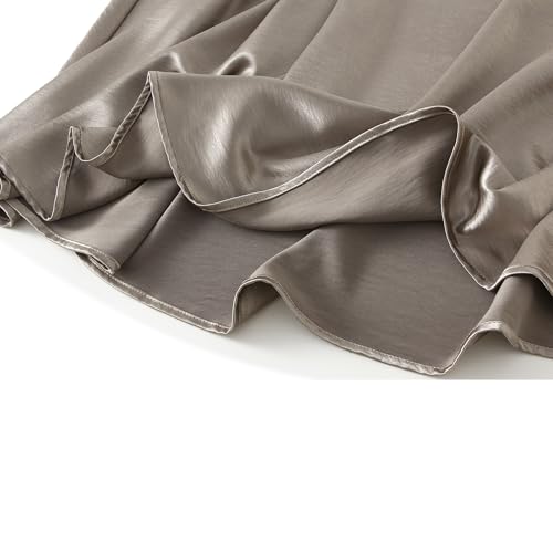 Women's Satin Long Maxi Skirts Elastic High Waist Solid Color Casual Summer Vacation Flowy A-Line Midi Skirts4