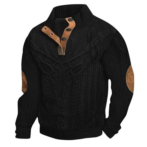 Invierno Impresión Digital Cuello Alto Moda Casual Retro Manga Larga Sudadera con Capucha Cuello Redondo Para El Uso Diario, Negro , M
