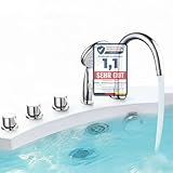 Melko Badkuipkraan met handdouche 5-gaats badrandarmatuur chroom tegelrandarmatuur opzet-waterval-badkraan