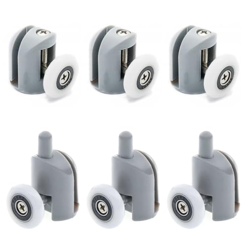 Ducha Doble Puerta Ruedas, Ruedas de Mampara Ducha, Rodamientos Mampara Ducha, Ducha Puerta Rodillos, Rodillos de Puerta de Ducha de Aleación de Aluminio, Piezas de Repuesto de Baño, 6 piezas