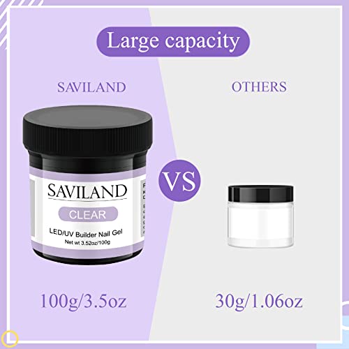 Saviland Led/U V Builder Nail Gel - 100Ml/3.5 Oz Large Capacity Clear Hard Gel For Nails, Nail Extension Gel Nail Strengthen Nail Hard Gel Builder Nail Gel Kit Nail Stuff For Diy Nail Art Manicure Set #TOP1