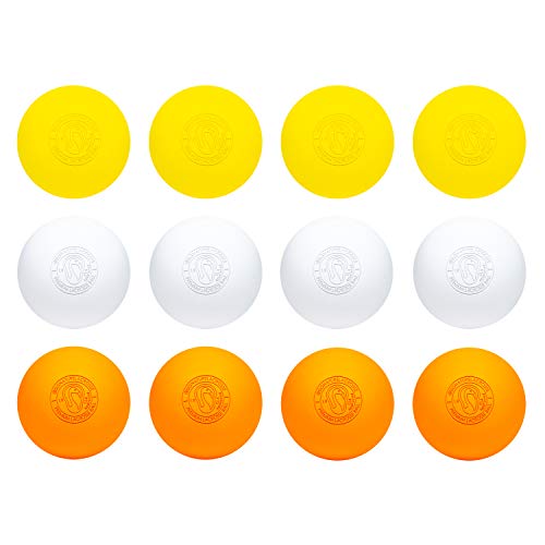 Signature Lacrosse Ball Set - Packs of 2 4 8 12 and 100 - No Chemical Smell Massage Balls Myofascial Release Tools Back Roller Muscle Knot Remover - 12 Balls - Multi-Colored
