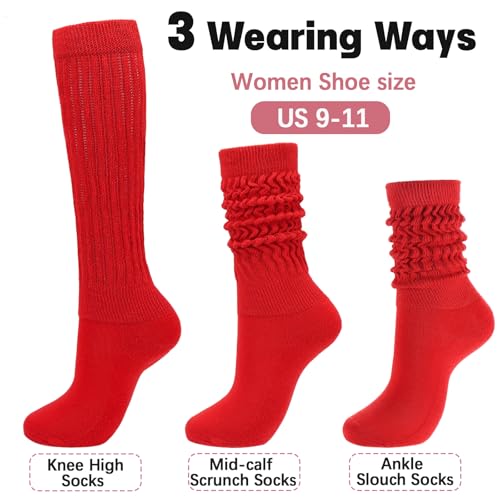 Forwe 3 Pairs Slouch Socks for Women Size 9-11 Soft Extra Long Scrunch Knee High Boot Socks2