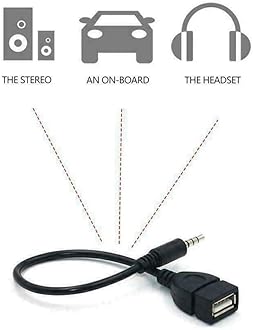 USB to Aux Audio Jack Adapter, USB to 3.5mm Audio Converter Car Stereo Cable Adapter, Male Aux Audio Plug to USB 2.0 Female Converter OTG Aux Cord, Audio/MP3/CD Player/External U Disk/Speaker.
