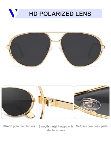 VANLINKER Retro Polarized Aviator Sunglasses for Women Men Classic Trendy Driving Sunglasses Designer Metal Frame VL98374