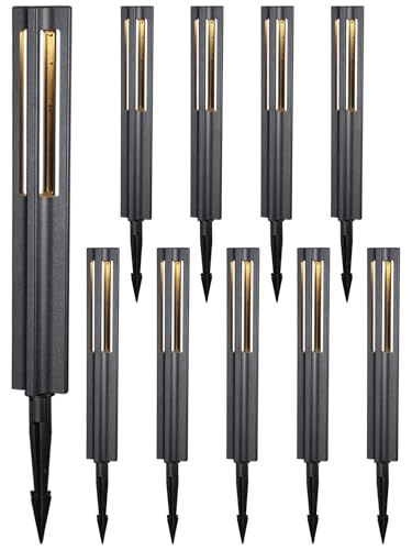 LEONLITE Low Voltage Landscape Pathway lights, LED Bollard Path Lights, 3W Outdoor Landscape Lighting for Driveway, Garden, Aluminum, 12-15V AC/DC, IP65 Waterproof, 3000K Warm White, Black, Pack of 10