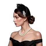 Fumwase 1920s Black Feather Headpiece Flapper Headband Roaring 20s Flapper Fascinator 1920s Hair Accessories for Women (US, Alpha, One Size, Black)