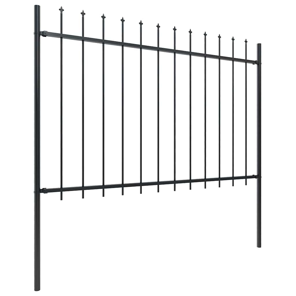 Ogrodzenie ogrodowe z grotem włóczni, stal malowana proszkowo, długość 15,3 m, wysokość 170 cm, czarne, do ogrodu, na podwórko i działkę, trwałe i bezpieczne
