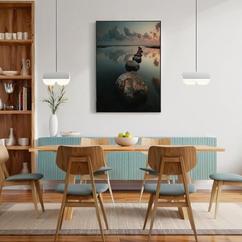 Impresión lienzo foto arte de océano en gris oscuro, lámina decorativa de 70x100cm