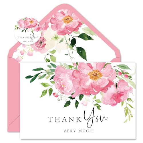 Whaline 50 Pack Floral Thank You Cards Boxed Note Cards