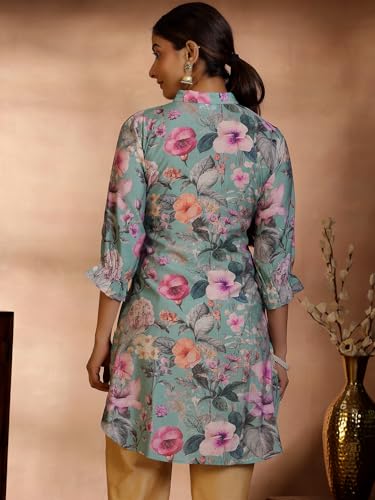 Image of Gerua Sea Green Printed Straight Kurti