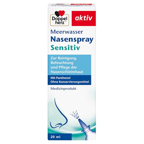 Doppelherz Meerwasser Nasenspray Sensitiv Zur Reinigung Befeuchtung und Pflege der trockenen Nasenschleimhaut 20 ml Isotonische Meersalzlösung