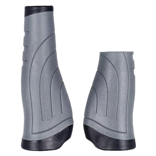 TOPCABIN Bike Grips 2PCS 90mm Length Bike Handlebar Grips Short Mini Bicycle Handlebar Grips Two-Color Rubber Ergonomic Design (PVC Grey(90mm+130mm))