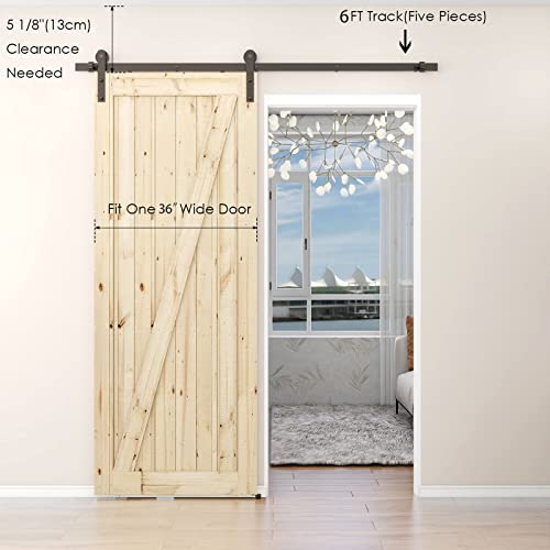 Ccjh 6 Feet Heavy Duty Sturdy Sliding Barn Door Hardware Kit -Smoothly And Quietly -Easy To Install Fit 36" Wide Door Panel (I Shape Hanger) #TOP2