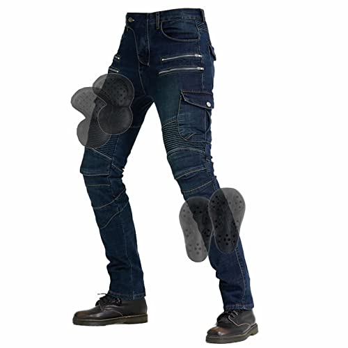 DongBao Pantalones de Motocicleta para Hombre, Pantalones Vaqueros de Moto con Bolsillos,Pantalones Cargo