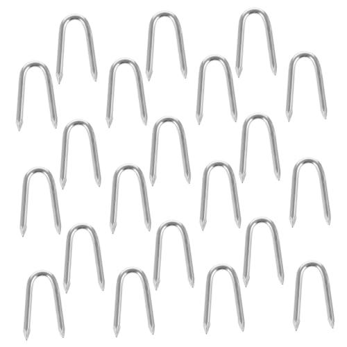 YARNOW Clous De u pour Clôtures De Jardin, Lot de 50 Pièces 2,2 x 25 Mm, Acier Galvanisé Résistant pour Fixation Extérieure, Fixation Piquets Et Aménagement Paysager