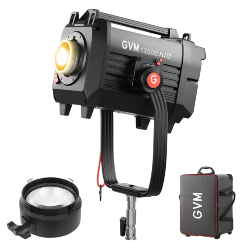 Image of GVM 1200B AIO LED Video Light + 3X Optical Intensifier, 1200W Photography Lighting, 42800lux, Triple Brightness with Intensifier, 2700K-6800K, DMX /CRMX /APP Control for Filmmaking Live Broadcast