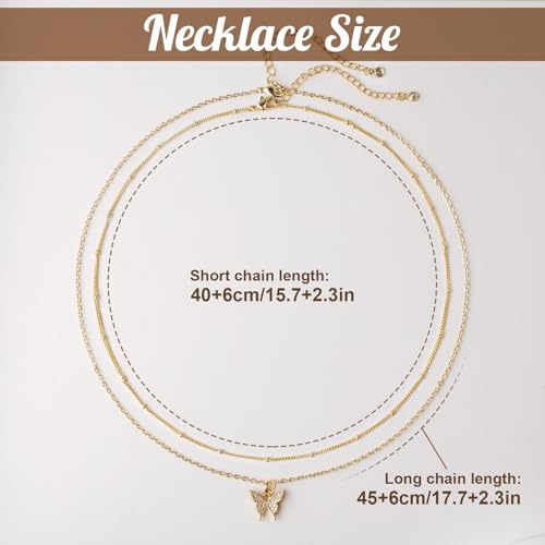 MJartoria 14K Gold Plated Gold Layered Necklace, Heart Butterfly Star Moon Pendant Necklace for Women, Dainty Jewelry Gifts for Mom, Wedding, Party, Daily Wear2