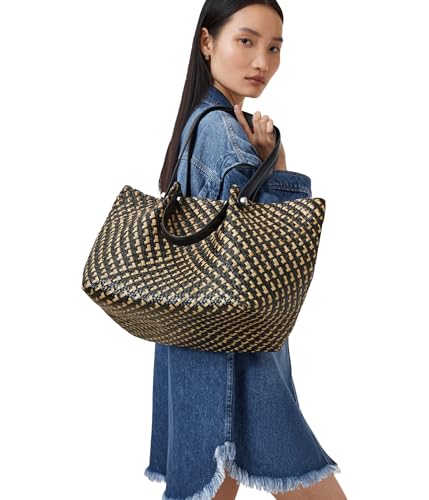 Bolso Tote de paja AllSaints Allington negro/natural miniatura 7