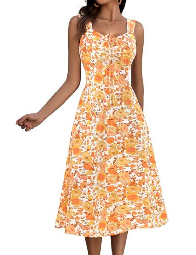 Image of HomRain Sun Dresses for Women 2025 Vacation Summer Wedding Floral Boho Maxi Dress Spaghetti Strap A Line Casual Beach