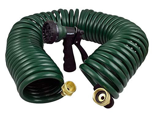 Ghn-06 Heavy-Duty Eva Recoil Garden Hose With 7-Pattern Spray Nozzle, Green, 50 Foot #TOP2