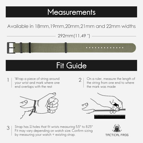 Image of TACTICAL FROG Nylon Watch Band 18mm 19 mm 20mm 22 mm 24 mm, Waterproof Military Watch Straps Replacement for Men Women, With Stainless Steel Buckle