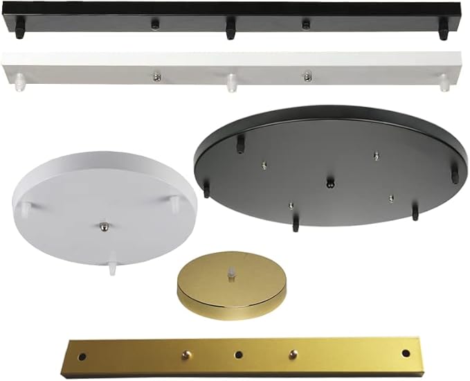 Nastyaer for Ceiling Mounted Base Canopy Plate Multi Heads Chandeliers Pendant Light Hanging Lighting Ceiling Accessories Black White - (Color: Black 3 Holes Base Type: Round 45cm)
