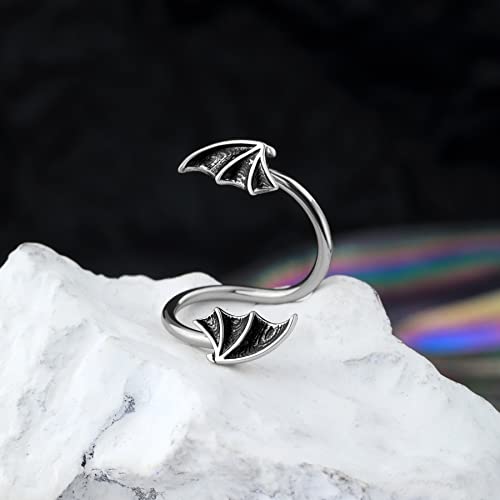 CM Crareesi Mania Bat Twist Helix Earrings 316L Stainless Steel Spiral Barbell 16G Helix Piercing Jewelry for Halloween Conch Tragus Piercing Jewelry2