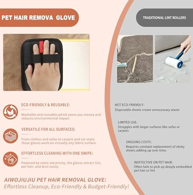 Pet Hair Removal Glove ¨C Upgraded Electrostatic Pet Hair Remover Gloves for Cats & Dogs (Black, L)-rmGvBw7x
