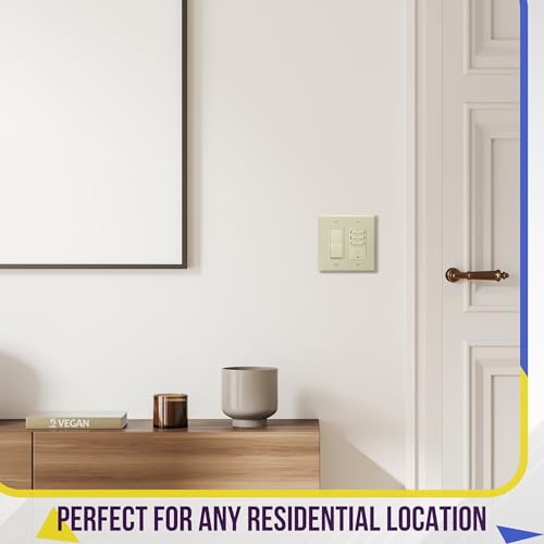 Image of ENERLITES 2-Gang Ivory Mid-Size Decorator Switch Outlet Wall Plate Cover | 1 Pack, Size 4.88 inch x 4.92 inch, Fits light switch /outlet /receptacle, Gloss Finish, Unbreakable Polycarbonate, UL Listed