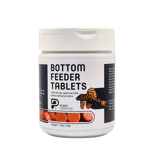 Plecoceramics Algae Wafers Universal Fish tabs for Most Aquarium Fish - Turtle Feed, Goldfish Food, Catfish wafers - Algae Spirulina Wafers for Bottom Feeders - Protein Wafers (50 gr, with Spirulina)