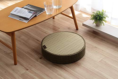 イケヒコ い草 クリア クッション スツール 抗菌防臭 消臭 シンプル 小林製薬コバガード使用 約40R×8cm ブラウン #3281889