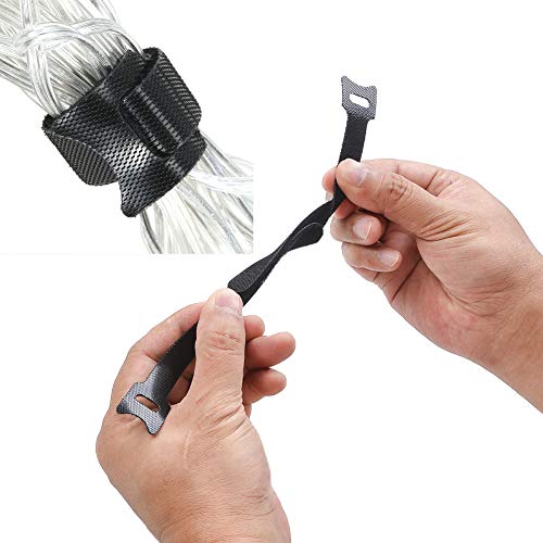 100 x Black Adjustable Reusable Hook and Loop Cable Ties Straps