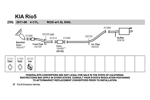 Image of Walker 53725 Exhaust Pipe for Hyundai Accent