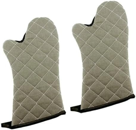 New Star Foodservice Guantes de horno con defensa adicional, hasta 400 F, juego de 2 (oliva (ignífugoresistente de grado comercial), 13 pulgadas