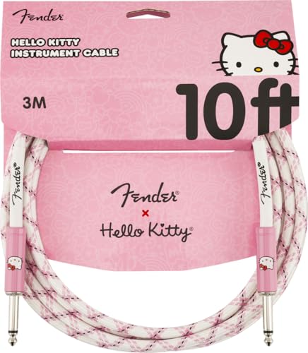 Fender x Hello Kitty Cable tela blanco/rosa, 10 pies