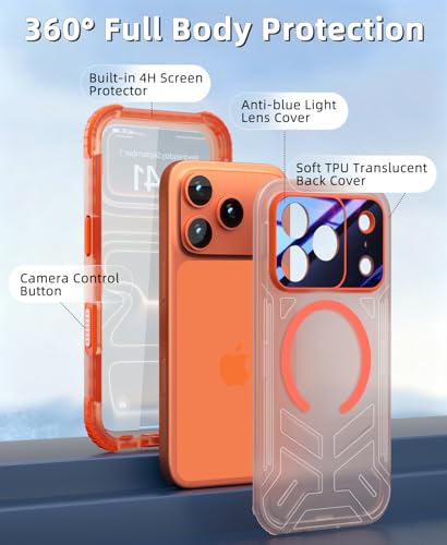 Funda iPhone 17 Pro Max impermeable Beeasy carcasa magsafe naranja 360 5