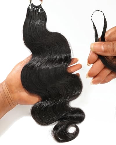 BEEOS Hair BEEOS Body Wave Crochet Human Hair 18 Inch, Pre-Separated Knotless Feather Crochet Hair for Black Women, Reusable Invisible String Natural Black 1 PCS 25 Strands