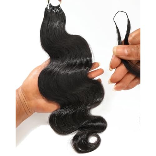 BEEOS Body Wave Crochet Human Hair 18 Inch, Pre-Separated Knotless Feather Crochet Hair for Black Women, Reusable Invisible String Natural Black 1 PCS 25 Strands