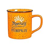 Evergreen Fall Holiday Home Décor Beautiful Ceramic Cup, 12 OZ, 'Morning Pumpkin' Perfect for Fall & Harvest Well Made Garden and Home Accents for Seasonal Style