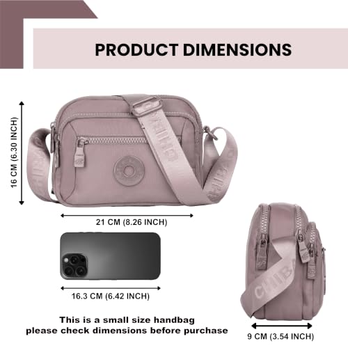 Image of TS WITH TECHSUN Small Crossbody Shoulder Bag for Women, Multi-Pocket Nylon Travel Handbag Messenger Purse, Adjustable Strap, Lightweight, Zipper Closure (21(L) X 16(H) X 9 (W) CM)