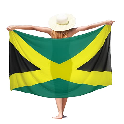 Jamaican Flag Sarong Swimsuit Coverup for Women Beach Cover Up Wrap Skirt Summer Bathing Swimwear Bikini Sheer Scarf Outfits