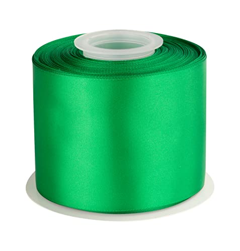 3" Inch Double Faced Satin Ribbon Emerald Solid Polyester Craft Ribbon - 25 Yards Perfect for Gift Wrapping, Crafts, Wreath, Wedding Party Ceremony Decoration, Floral Arrangement, Sewing