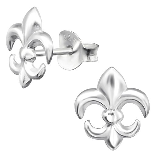 EYS JEWELRY Ohrringe Silber 925 Damen 9x 8 Lilie Fleur de Lis Ohrstecker Lilienblume Schmuck Geschenke für Frauen im Schmucketui Cover