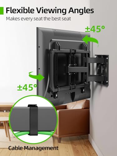 Image of USX MOUNT Ultra Slim TV Wall Mount for Most 37-90 inch Television, Full Motion TV Mount Dual Swivel Articulating Tilt 6 Arms, Up to 120lbs, VESA 600x400mm, Max 16 inch Wood Studs, XML612-K